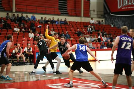 Faculty and staff members play against students in a scrimmage during Bulldog Madness. - Photo by Kristi McMurry Woody