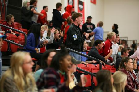 Students cheer during the faculty/student scrimmage at Bulldog Madness. - Photo by Kristi McMurry Woody