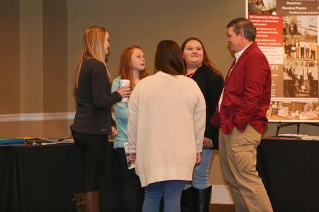 Prospective students learn about the different programs offered at Union during the Bulldog Days department fair. - Photo by Kristi McMurry Woody