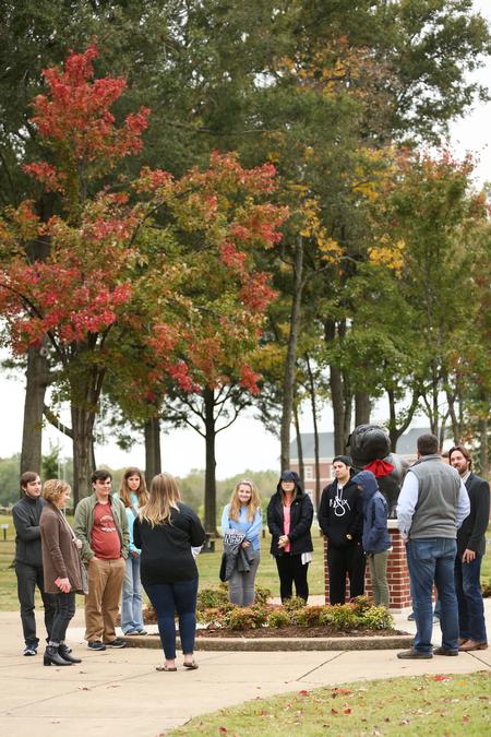 Prospective students take a tour of campus during Bulldog Days, an overnight visit experience.  - Photo by Kristi McMurry Woody
