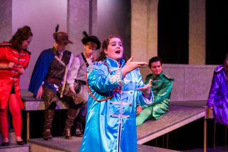 Mary Sloneker, theatre major, performs in the Union Players' production of Rosencrantz and Guildenstern are Dead. - Photo by Kristi McMurry Woody