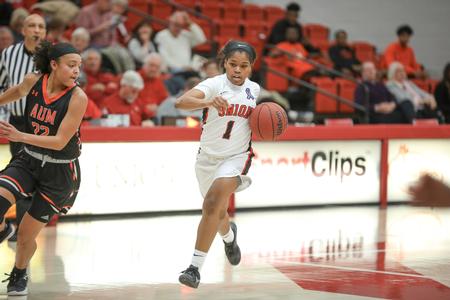Jada Perkins dribbles down the court during a Lady Bulldogs game in the Fred Delay Gymnasium. - Photo by Kristi McMurry Woody