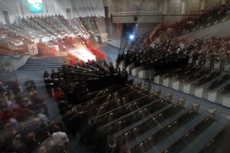 Graduates filed into West Jackson Baptist Church for fall commencement exercises on Dec. 18, 2004. - Photo by Jim Veneman