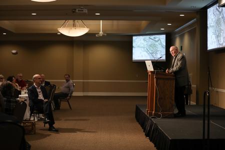 Bob Agee introduces plenary speaker George Guthrie at the annual Bible Conference at Union University. - Photo by Kristi McMurry Woody