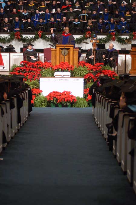 Barry Black delivered the commencement address to a record group of 275 graduates. That is the largest number of graduates since Union began the fall graduation in 1997. - Photo by Kristen Nicole Sayres