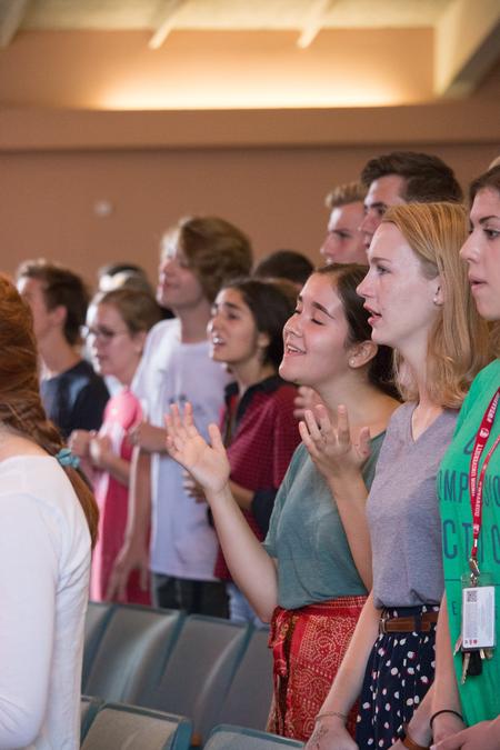 Students worship during chapel. - Photo by Hannah Heckart