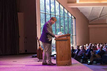 Joe Ball, director for discipleship and ministry, speaks during chapel. - Photo by Nikki Grim