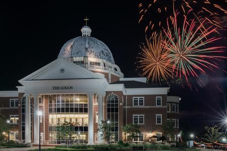 The fireworks on Union Night over the Logos. - Photo by Kristi McMurry Woody