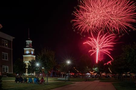 Union families enjoy fireworks on the Great Lawn at the end of Union Night.  - Photo by Kristi McMurry Woody