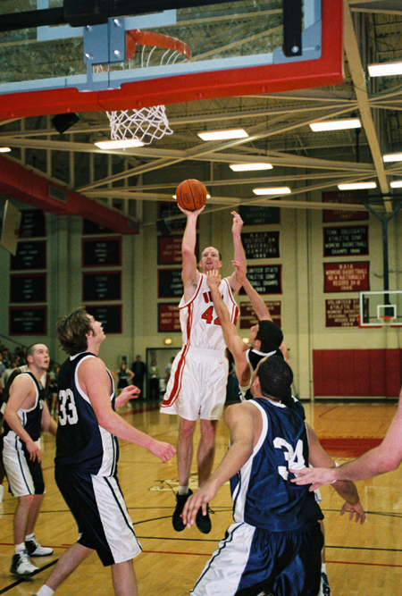 Senior forward Michael Palmer (42) takes a shot in Union's win over Lambuth. - Photo by Steven Aldridge