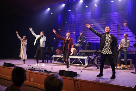 Anthem Lights performs in the chapel for the Homecoming concert. - Photo by Kristi McMurry Woody