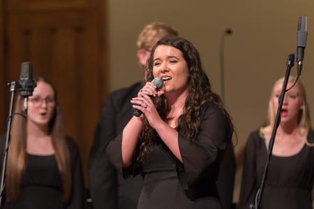 Hannah Carroll, church music major, performs during the Fall Choral Concert.  - Photo by Lynn Tucker