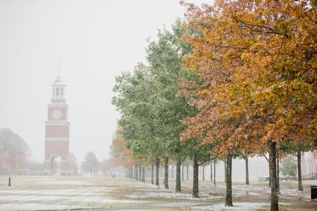 Snow falls on Union's campus. - Photo by Kristi McMurry Woody