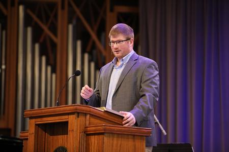 Joe Ball, director for discipleship and ministry, speaks in chapel on James 4:1-12. - Photo by Kristi McMurry Woody