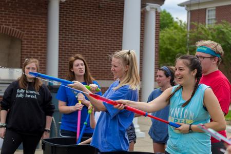 Students from different residence life buildings play games and compete for the Union Cup during Res Life Field Day. - Photo by Nikki Grim