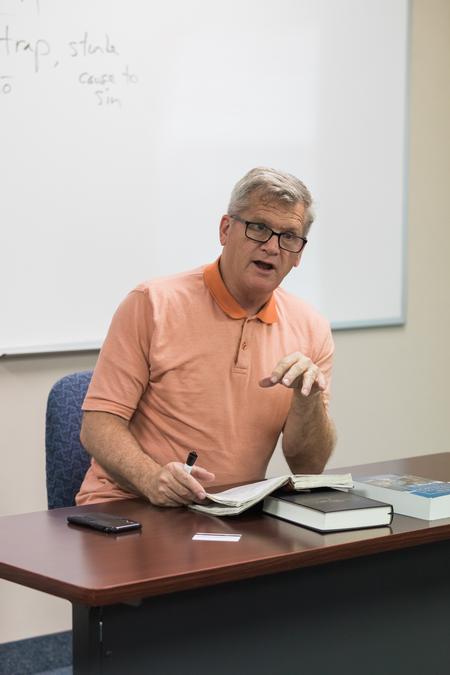 Paul Jackson, professor of Biblical studies, teaches a class on the Germantown campus. - Photo by Kristi McMurry Woody