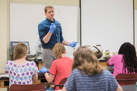 Jeremy Blaschke, assistant professor of biology, leads a dissection lab. - Photo by Kristi McMurry Woody