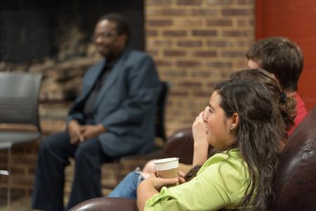 Students enjoy the new Fireside Forum series in the Bowld Commons. - Photo by Kristi McMurry Woody