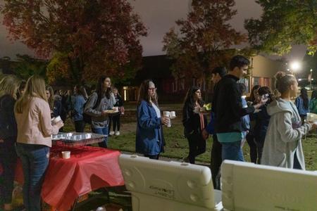 Students enjoy a homecoming kickoff event outside the SUB. - Photo by Kristi McMurry Woody