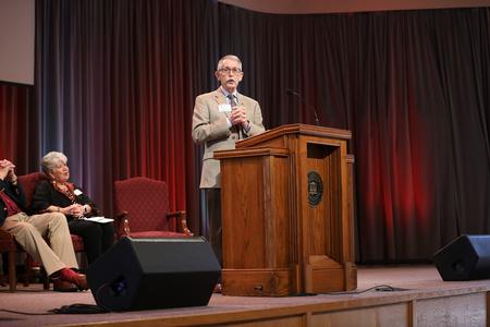 The class of 1970 leads homecoming chapel. - Photo by Kristi McMurry Woody