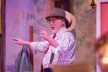 David Burke, retired professor, performs as Martin Vanderhoff in the UU Theatre production of "You Can't Take It With You." - Photo by Kristi McMurry Woody