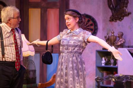 Julia Burks, theatre/speech major, performs as Alice in the UU Theatre production of "You Can't Take It With You." - Photo by Kristi McMurry Woody
