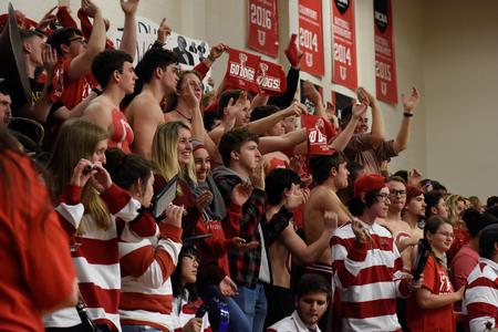 Students cheer during a basketball game against Lee University. - Photo by Naomi Mengel