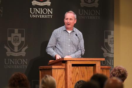 Dub Oliver, president of the university, welcomes guests to New Student Orientation. - Photo by Kristi McMurry Woody