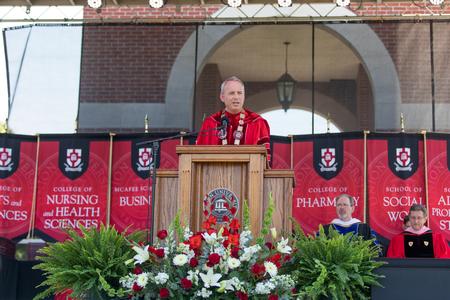 Dub Oliver, president of the university, speaks during Spring Commencement. - Photo by Kristi McMurry Woody