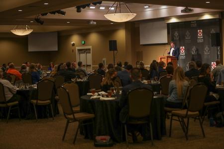 Ray Van Neste, dean of the school of theology and missions, speaks during the West TN Pastors and Wives Appreciation Banquet. - Photo by Kristi McMurry Woody