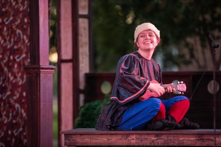 Isabella Gray, junior communication studies major, performs as Fiest the Fool in Twelfth Night. - Photo by Kristi McMurry Woody