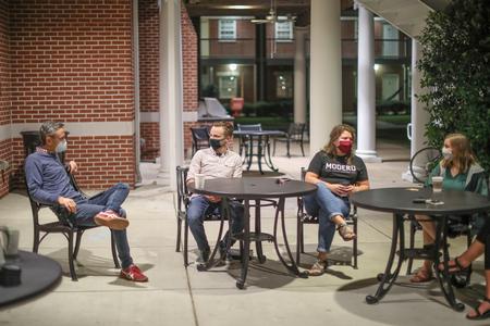 10/12/20 - Students gather for Fireside Forum outside the Bowld Student Commons. - Kristi McMurry Woody
