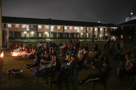 Students and guests enjoy Open Mic Night in the Grace Quad. - Photo by Kristi McMurry Woody