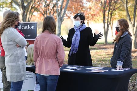 11/13/20 - Ashley Blair, associate professor of communication arts and department chair, talks with prospective students during the Day at the U academic fair. - Sarah Palmer Goff