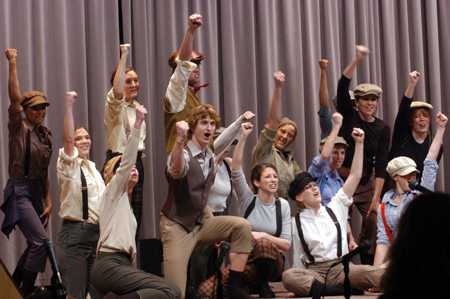 SAC, the opening act, performs a number from <i>Newsies</i> during the Variety Show. - Photo by Morris Abernathy