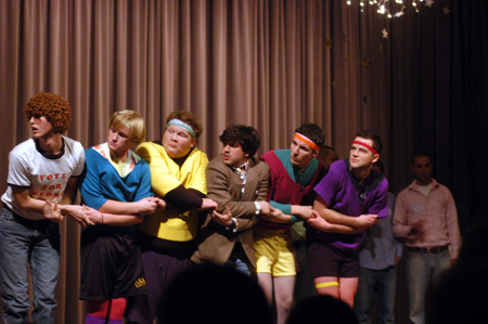 The men of Lamdba Chi Alpha performed an interesting routine based upon Napolean Dynamite during Variety Show 2005. - Photo by Morris Abernathy