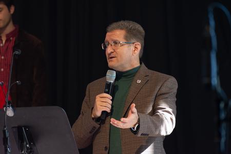 11/18/20 - John Kinchen, chair of the music department, speaks during A Thankful Christmas. - Naomi Mengel