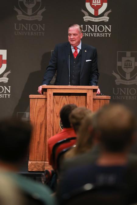 Al Mohler speaks during the Dockery Lectures Series in the Grant Events Center. - Photo by Kristi McMurry Woody