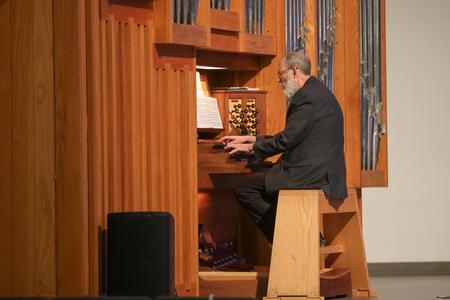 Terry McRoberts, university professor of music, performs during the Carolyn Townsend McAfee Concert. - Photo by Kristi McMurry Woody