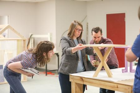 4/29/21 - Paige Ward, 3D shop foreman and instructional staff, facilitates a sculpture critique. - Kristi McMurry Woody