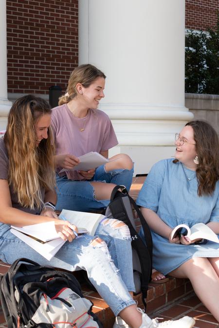 Students hang out and study outside the Logos. - Photo by Naomi Mengel