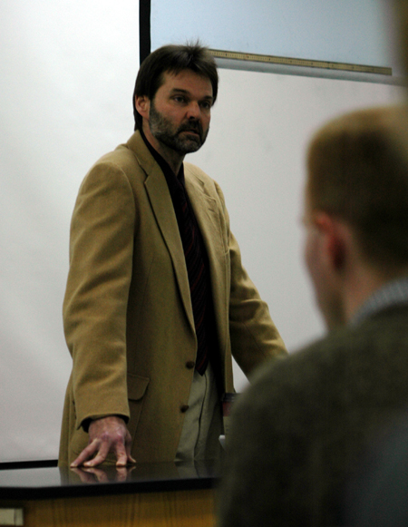 Dr. Barry Jarnigan spoke to chemistry majors during a Chemistry Homecoming event. - Photo by Lauren Crane