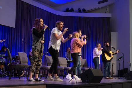 Students lead worship in chapel. - Photo by Naomi Mengel