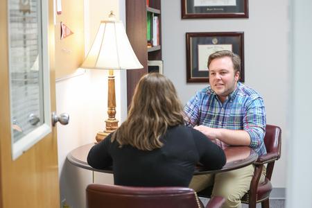 7/26/21 - Trenton Holloway, coordinator for the Vocatio Center, goes over the resources they offer to students. - Kristi McMurry Woody