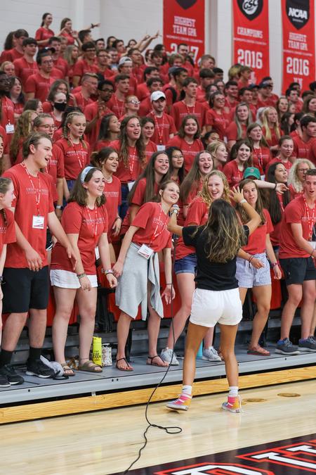New students learn some school spirit cheers during Welcome Week. - Photo by Kristi McMurry Woody
