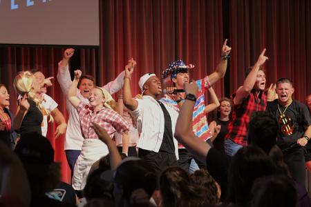 Welcome Week leaders perform in the Welcome Week Show. - Photo by Abigail Aspinwall