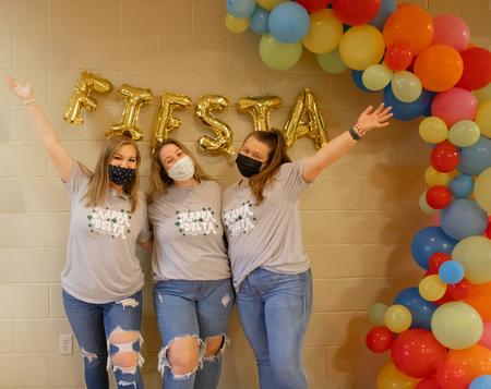 Ladies of Kappa Delta pose for a photo during their fundraiser event in the Bowld Student Commons. - Photo by Abigail Aspinwall