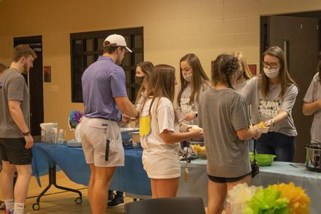 Students enjoy the Kappa Delta fundraiser "Quesadillas with KD" in the Bowld Student Commons. - Photo by Abigail Aspinwall