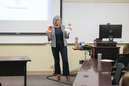10/6/21 - Brooke Emery, associate professor of marketing, teaches a class in the BAC. - Kristi McMurry Woody