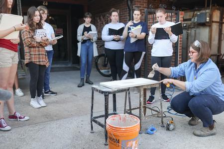 10/8/21 - Paige Ward, instructional staff in the department of art, does a kiln shelf demonstration for ceramics students. - Kristi McMurry Woody